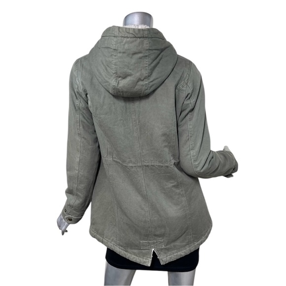 Sebby Sherpa Lined Hooded Utility Jacket Winter Coat Parka Olive Women's Medium - Picture 4 of 13